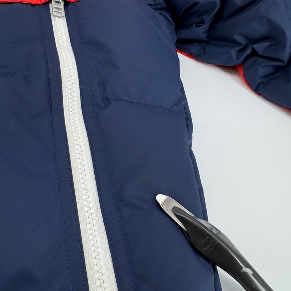 Nike Down Fill Puffer Jacket Bubble Coat Red Blue Hooded Full Zip Men's Medium - Picture 9 of 14